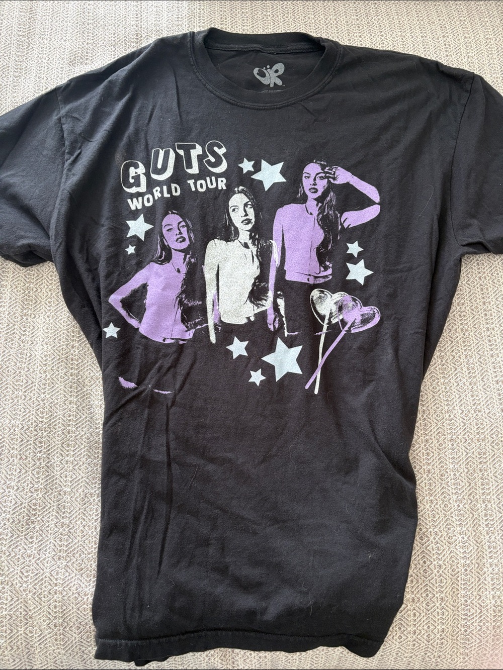 GUTS Black Graphic World Tour Tee with Purple Print